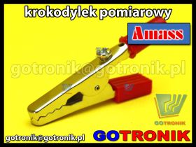 Krokodylek pomiarowy czerwony na gniazdo banan 4mm