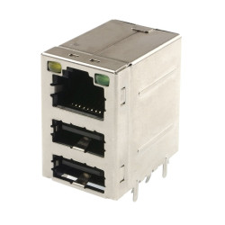 Złącze kątowe do PCB 2x USB 2.0 typu A + RJ45