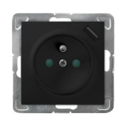 IMPRESJA Gniazdo pojedyncze z uziemieniem z przesłonami torów prądowych, z ładowarką USB czarny metalik GP-1YZPUSB/m/33