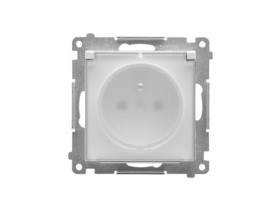 SIMON 55 Gniazdo pojedyncze z uziemieniem szybkozłącza IP44 bez uszczelki klapka transparentna biały mat TGZ1BCUZ.01/111A KONTAK