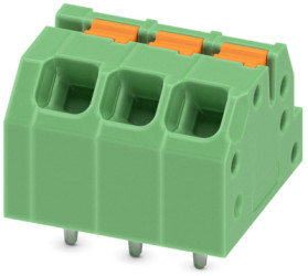 PCB terminal, 3 pole, pitch 3.5 mm, AWG 24-16, 16 A, spring-clamp connection, green, 1861946
