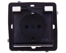 SONATA Gniazdo bryzgoszczelne z/u Schuko IP44 klapka przezroczysta ecru GPH-1RS/m/27/d
