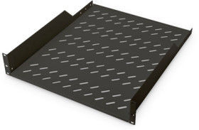 Shelf, fixed mounting, steel, (W x H x D) 482 x 88 x 549 mm, 2 U, black, for 483 mm profile rails, DN-19 TRAY-2-55-SW