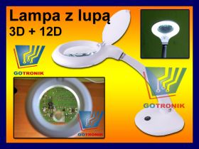 Lampa z lupą 3D+12D - profesjonalna biurkowa