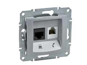 SEDNA Gniazdo telefoniczno-komputerowe RJ11 RJ45 kat.6 alumnium SDN5200160 SCHNEIDER ELECTRIC