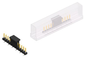 Pin header, 12 pole, pitch 2.54 mm, angled, black, 10130116