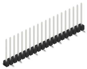 Pin header, 20 pole, pitch 2.54 mm, angled, black, 10047891