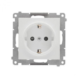 Simon 55 Gniazdo Schuko z przesłonami (moduł) 16 A, 250 V~, szybkozłącza Jasnoszary mat TGSZ1CZ.01/114