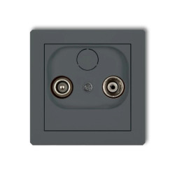 DECO Gniazdo antenowe RTV przelotowe 9dB grafitowy mat 28DG9P