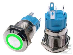 Przycisk LB16BR/LED:G 9-24VDC RING zielony; 16mm; bistabilny; 3A/250V