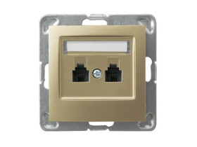 IMPRESJA Gniazdo telefoniczne podwójne niezależne złoty metalik GPT-2YN/m/28 OSPEL
