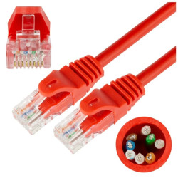 Patchcord UTP kat.5e kabel sieciowy LAN 2x RJ45 linka czerwony 0,25m NEKU