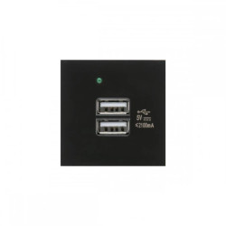 Gniazdo USBx2 z ładowarką Maclean, podwójne, 2.1A fast charge, czarne, MCE728B