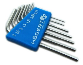 Klucze sześciokątne precyzyjne CrV 7 elementów HT1W800