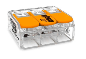 Szybkozłączka z dźwignią 3x 0,5-6mm2 transparentna / pomarańczowa 221-613 /opak.30szt./