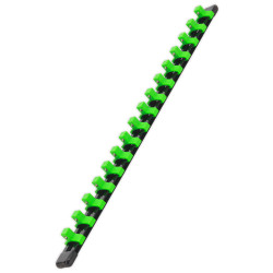 Sealey AK27053HV Socket Retaining Rail with 16 Clips 3/8&quot;Sq Drive - Hi-Vis Green