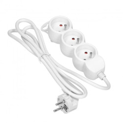 Przedłużacz 3-krotny 2P+Z, 5m H05VV-F 3x1,0mm2, Imax=10A (biały) OR-AE-13145/W/5M