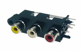 Gniazdo 3 x RCA do druku - pionowe