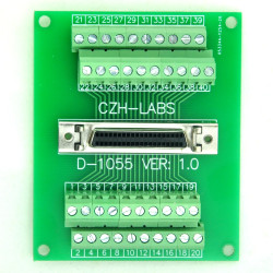 CZH-LABS 40-pin Half-Pitch/0.05" D-SUB Female Breakout Board, DSUB, SCSI, Terminal Module.