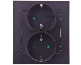 SONATA Gniazdo podwójne z/u Schuko z przesłonami czekoladowy metalik GP-2RSP/40