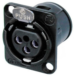 XLR panel socket, 3 pole, silver-plated, metal, NC3FD-V-BAG