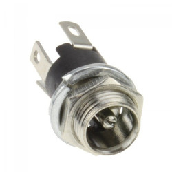 DC 2.1 / 5.5 mm 3-pin Socket - with Disconnecting Contact, for Soldering, Metal Thread