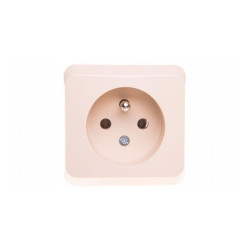 Gniazdo Elektycz. PRIMA GWN-130P Beżowe, natynkowe, pojedyncze Z/U