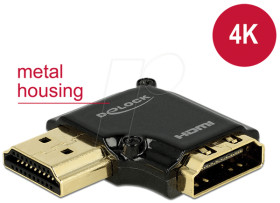 65660 Adapter HDMI-A female &gt; HDMI-A male 4K 90° angled left black