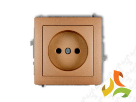 DECO Gniazdo pojedyncze bez uziemienia (przesłony torów prądowych) złoty metalik 8DGP-1p KARLIK