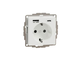 MERTEN Gniazdo pojedyncze z uziemieniem schuko z ładowarką USB A+C 3A biały active MTN2367-0325 SCHNEIDER ELECTRIC