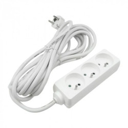 Przedłużacz 3 gniazda 5m z/u 3x1.5mm2 BIAŁY