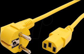 19081011 Power cable, grounding plug gew, 1.8 m, yellow, C13