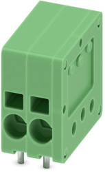 PCB terminal, 2 pole, pitch 3.5 mm, AWG 24-16, 17.5 A, spring-clamp connection, green, 1990737
