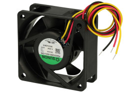 Wentylator; PE60252BX-000U-G99; 60x60x25mm; kulkowe; 24V; DC; 4,56W; 93,5m3/h; 37,5dB; 190mA; 3400RPM; 3 przewody; Sunon; RoHS;