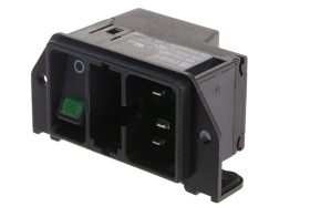 Złącze IEC IEC C14 Montaż panelowy, montaż na płytce drukowanej Męski 10A Kąt Proste Lutowane Schurter