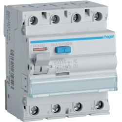 Wyłącznik różnicowoprądowy 3P+N 25A 30mA 6kA AC HAGER CDC425J