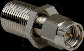 0409095 SMA plug to F-jack adapter, Teflon