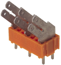 PCB terminal, 3 pole, pitch 7.5 mm, AWG 24-14, 15 A, faston plug, orange, 9511980000