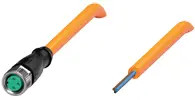 Sensor actuator cable, M8 cable socket, straight, A to open end, 3 pole, 2 m, PUR, orange, 4 A, 70124952-100029