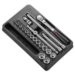 Zestaw nasadek rozmiar napędu 3/8 cala elementy: 20 Facom typ napędu Kwadratowy gniazdo 7 , 8 , 9 , 10 , 11 , 12 , 13 ,