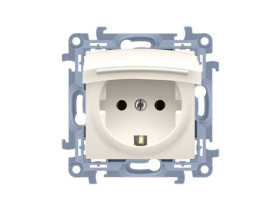 SIMON 10 Gniazdo pojedyncze z uziemieniem schuko do wersji IP44 z parowane pojedyncze TV-1.0 dB R-1 5 dB kremowe CGSZ1BZ.01/41 K