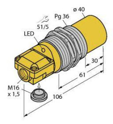 Turck Czujnik indukcyjny nie podtynkowy NPN, zestyk przełączny NI40-G47SR-VN4X2