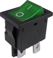 Przełącznik kołyskowy podśw. zielony 6.5A/250V