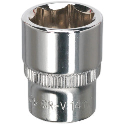 Sealey SP1414 WallDrive&#xAE; Socket 14mm 1/4&quot;Sq Drive Fully Polished