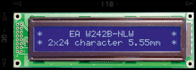EA W242B-NLW LCD module, 2x24, H:5.6mm, bl/ws, w.Bel.