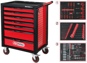 826.7215 Workshop trolley, 7 drawers, 215 tools