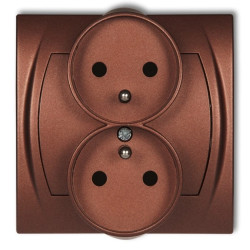 LOGO Gniazdo podwójne z/u z przesłonami brĄzowy metalik 9LGPR-2zp