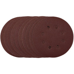 Draper 54756 Punched Sanding Discs, 125mm, Hook &amp; Loop, 120 Grit, (Pack of 10)