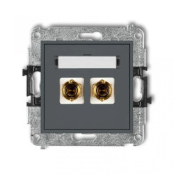 MINI Gniazdo głośnikowe pojedyncze (typu banan - czerwony i czarny pozłacany 4 mm2 do lutowania) grafitowy mat 28MGG-3