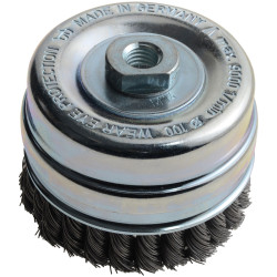 Lessmann 486.217 Knot Cup Brush 100mm M14x2.0, 0.50 Steel Wire